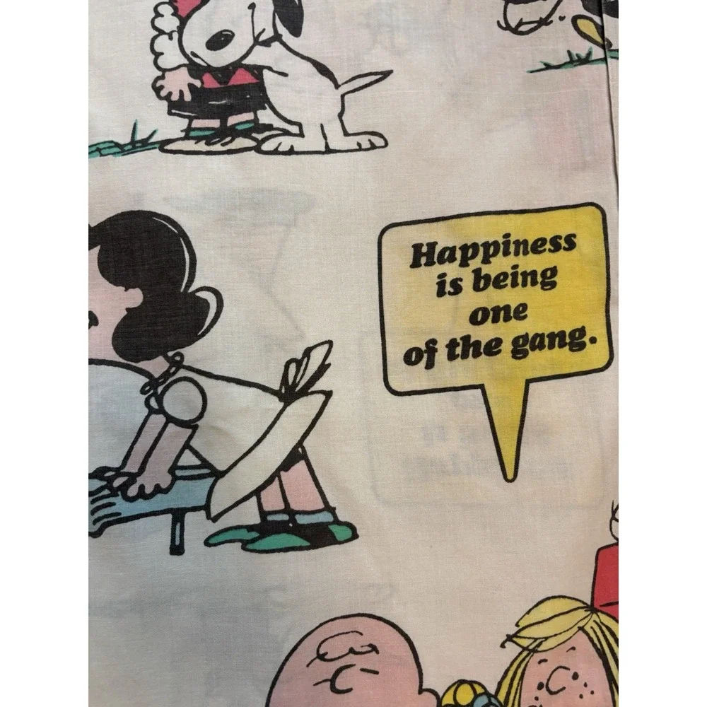 Vintage 1970 SNOOPY‎ PEANUTS Flat Sheet Twin Snoopy Woodstock Charlie Brown